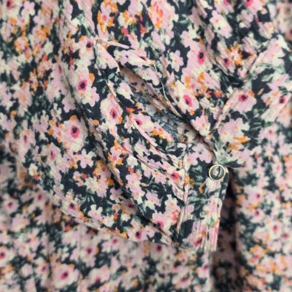 Maurices L Pink Floral 3/4 Sleeve Boho Peasant Blouse - Picture 4 of 8